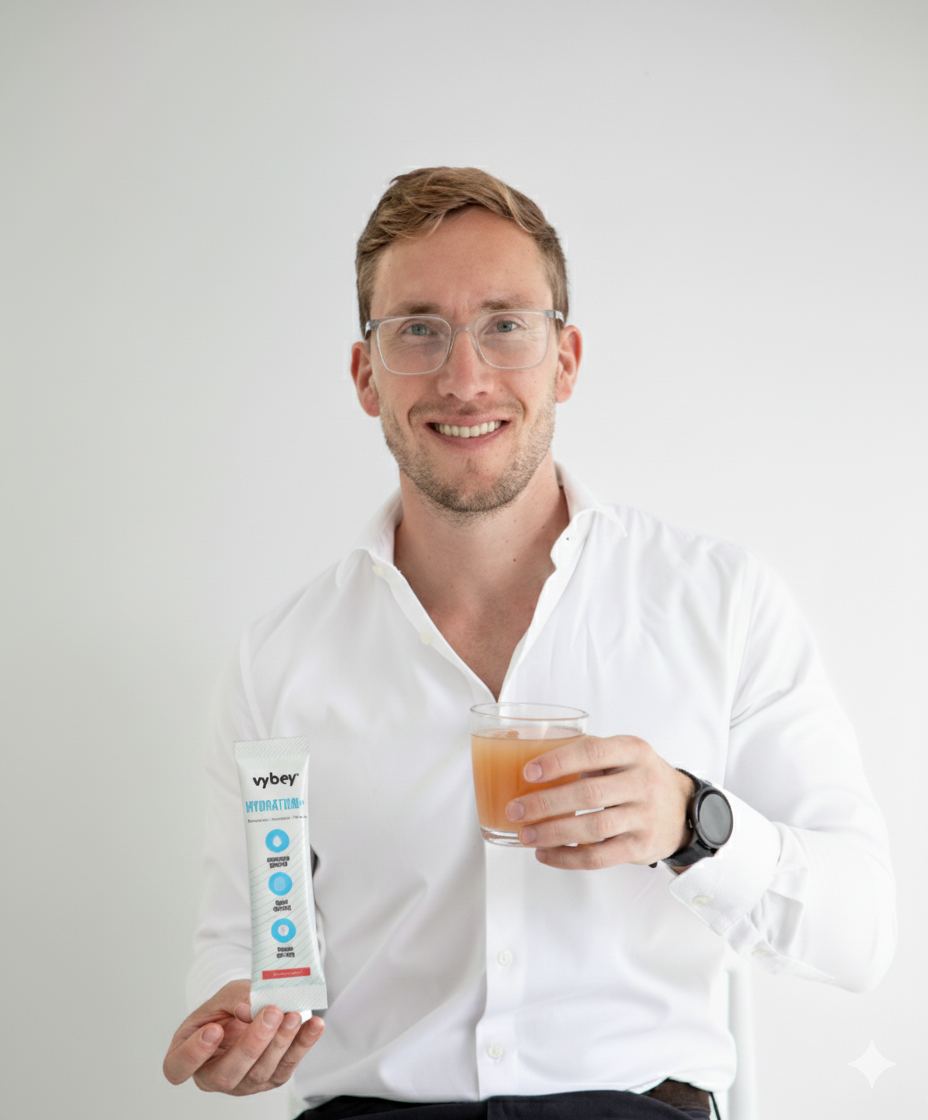 vybey founder with hydration electrolyte sachet
